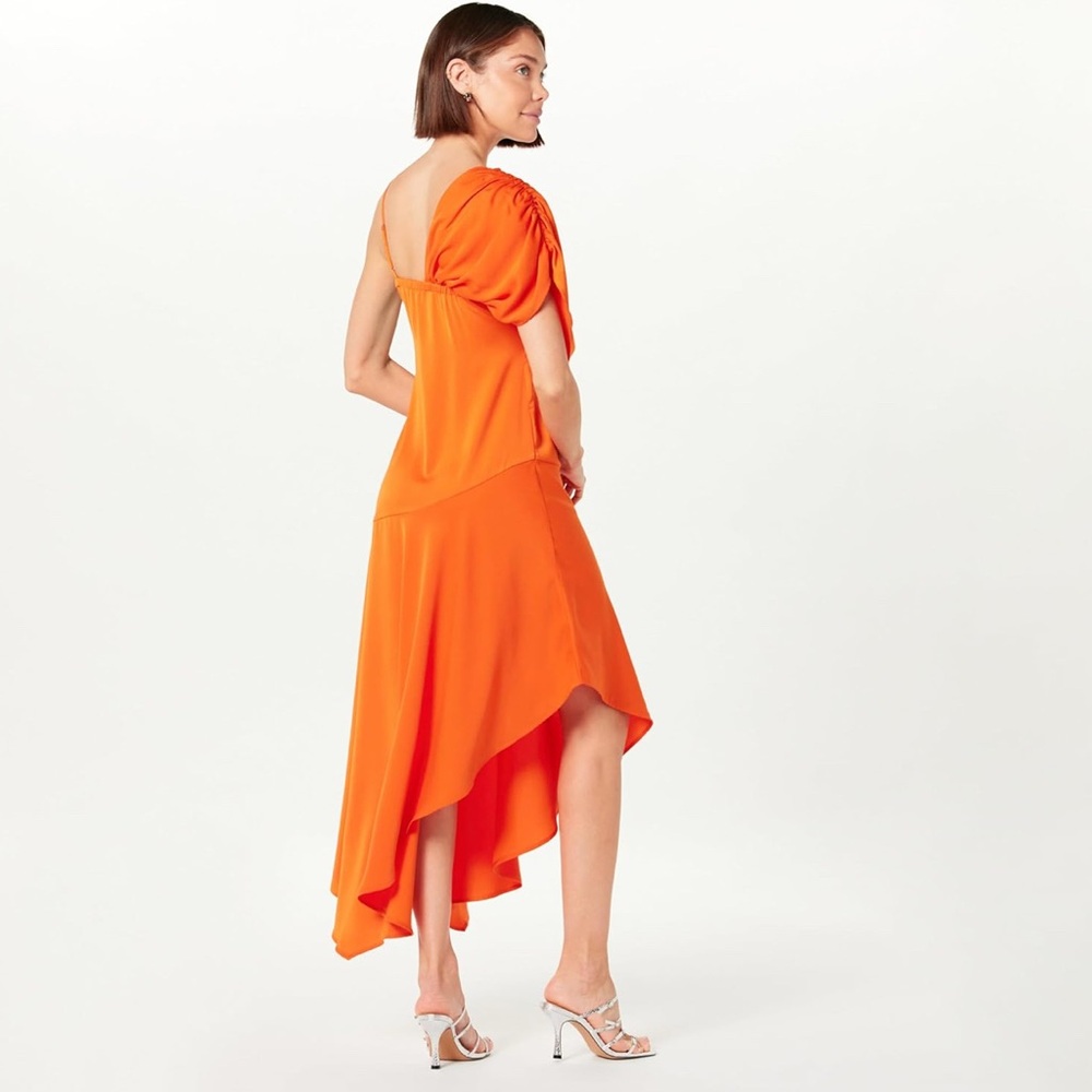 Orange Asymmetrical Ruffled Cocktail Sundress - Picture 5 of 16